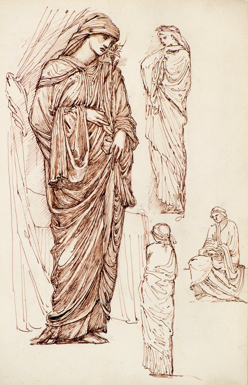 Vierge Marie et Sainte Élisabeth, figures vêtues - Edward Burne Jones