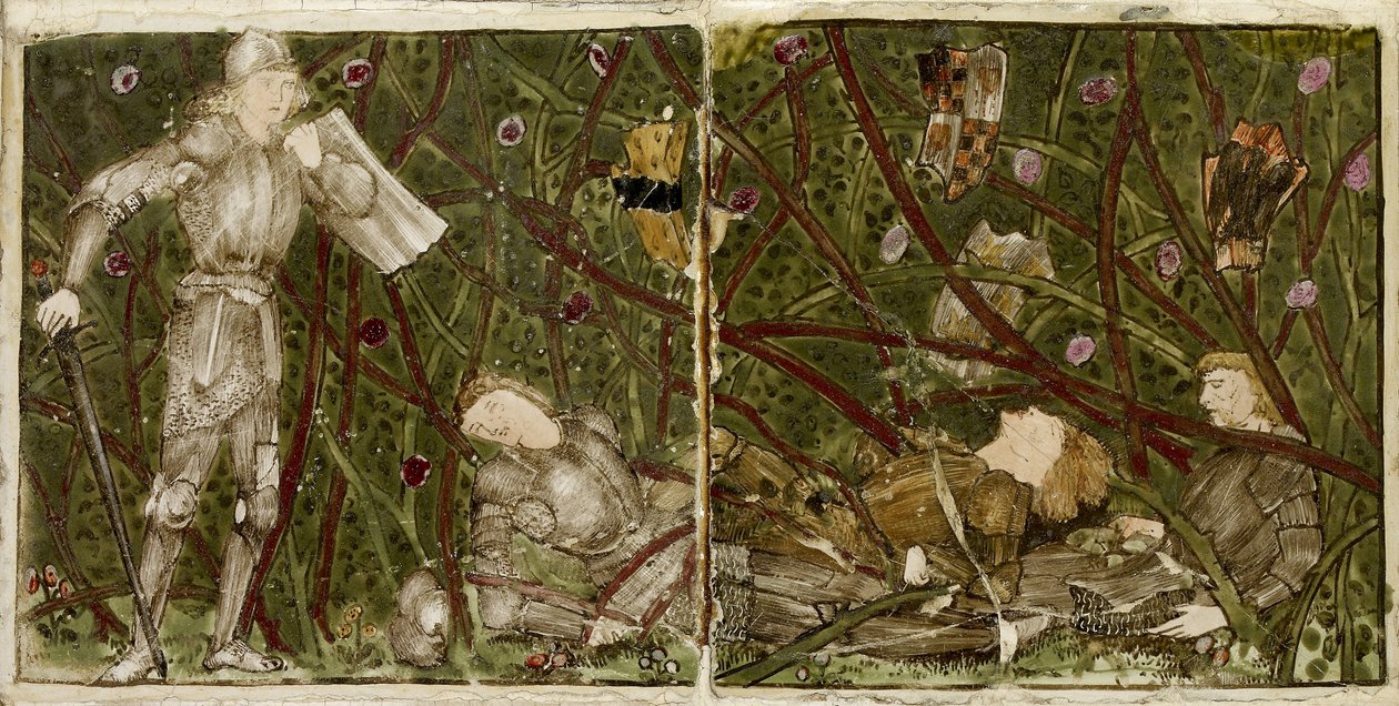 Ensemble de seize carreaux disposés par paires pour former huit illustrations du conte 