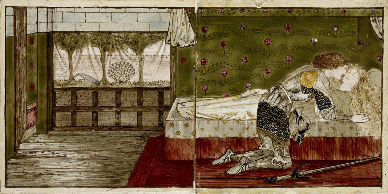 Ensemble de seize carreaux disposés par paires pour former huit illustrations du conte 