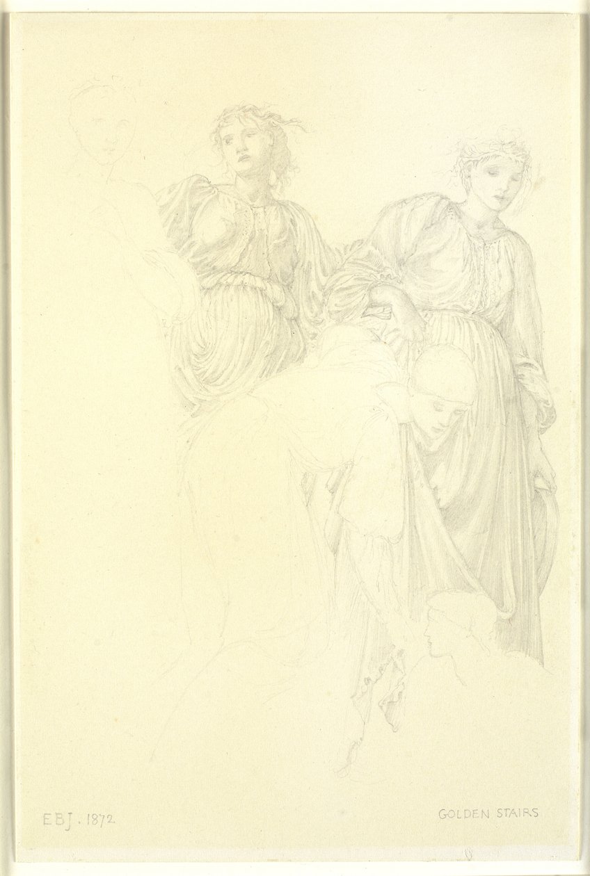Groupe de femmes, étude préliminaire pour la peinture, Les escaliers dorés - Edward Coley Burne Jones