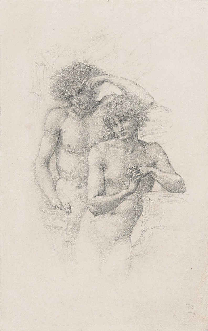 Étude de deux nus masculins pour "Arthur in Avalon" - Edward Burne Jones