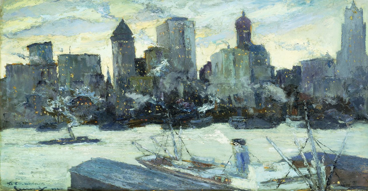 Le port de New York en hiver - Edward Cucuel