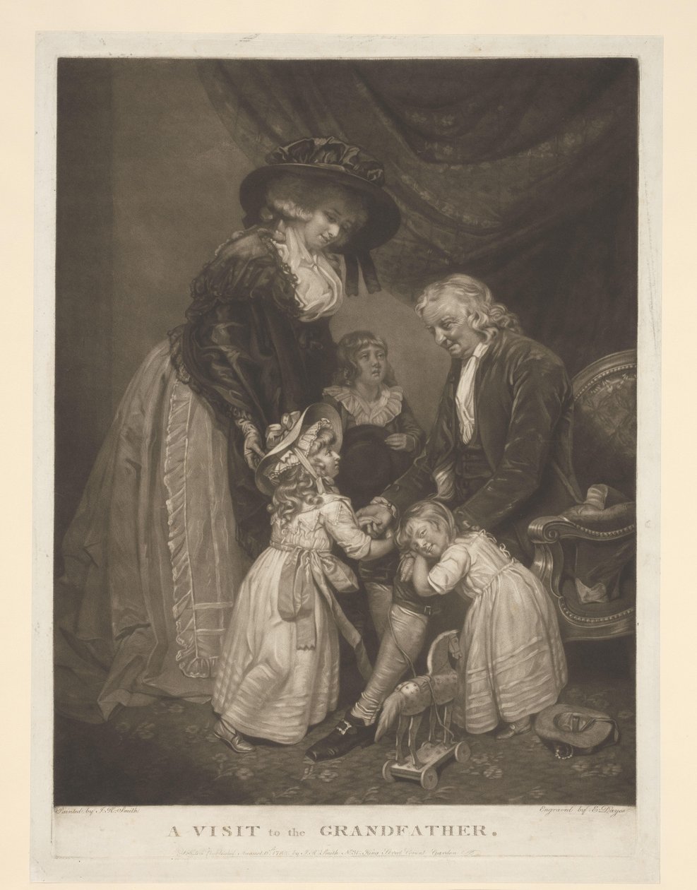 Femme avec trois enfants en visite chez leur grand-père - Edward Dayes
