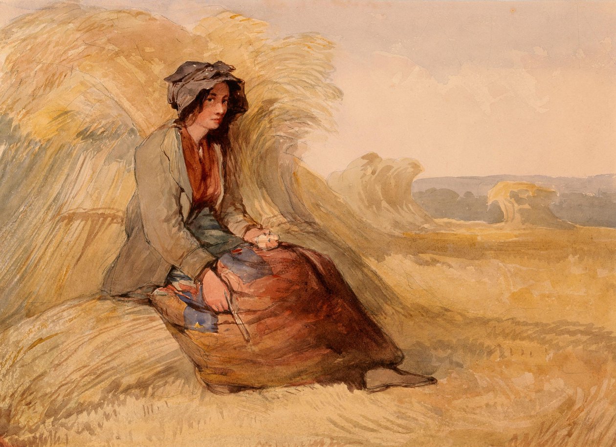 Une jeune femme se reposant dans un champ de blé - Edward Duncan
