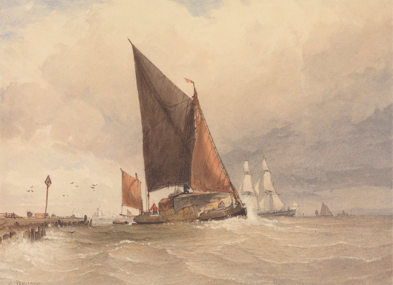 Chaland à voile en mer - Edward Duncan