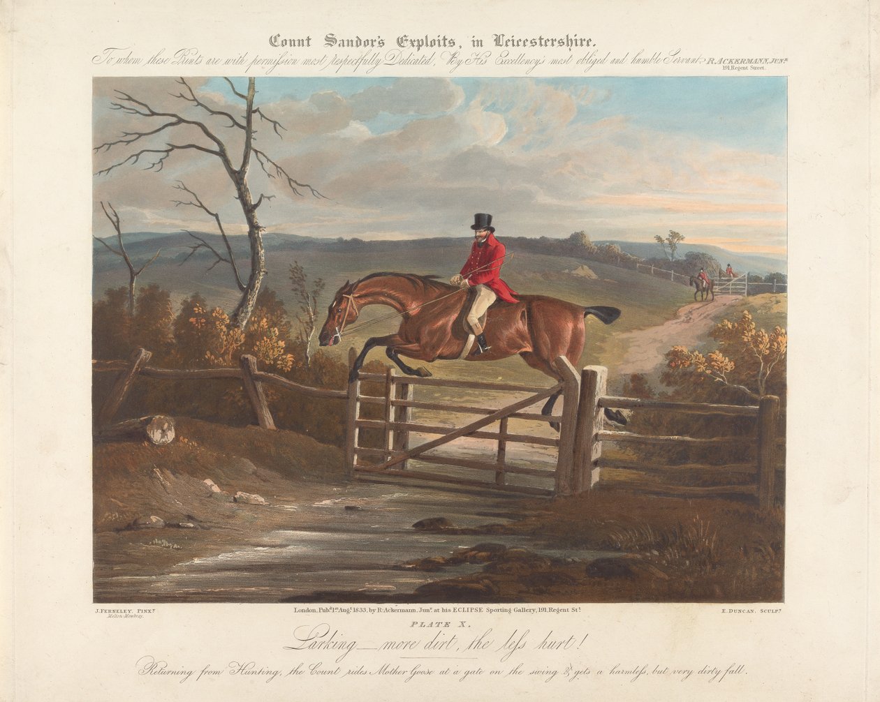 Ensemble de dix éléments, une feuille de texte et une couverture imprimée : Les exploits du comte Sandor dans le Leicestershire - Edward Duncan