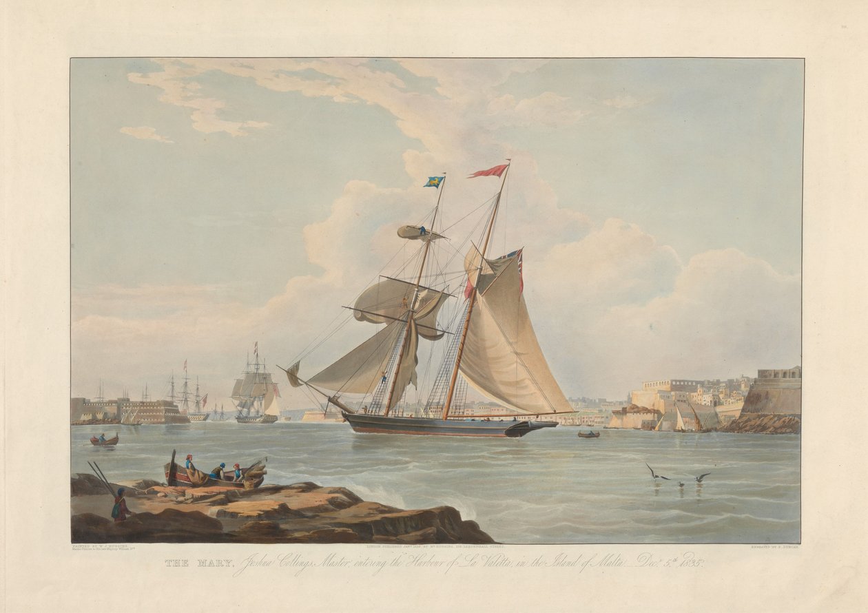 Le Mary, Joshua Collings, capitaine, entrant dans le port de La Valette, sur l