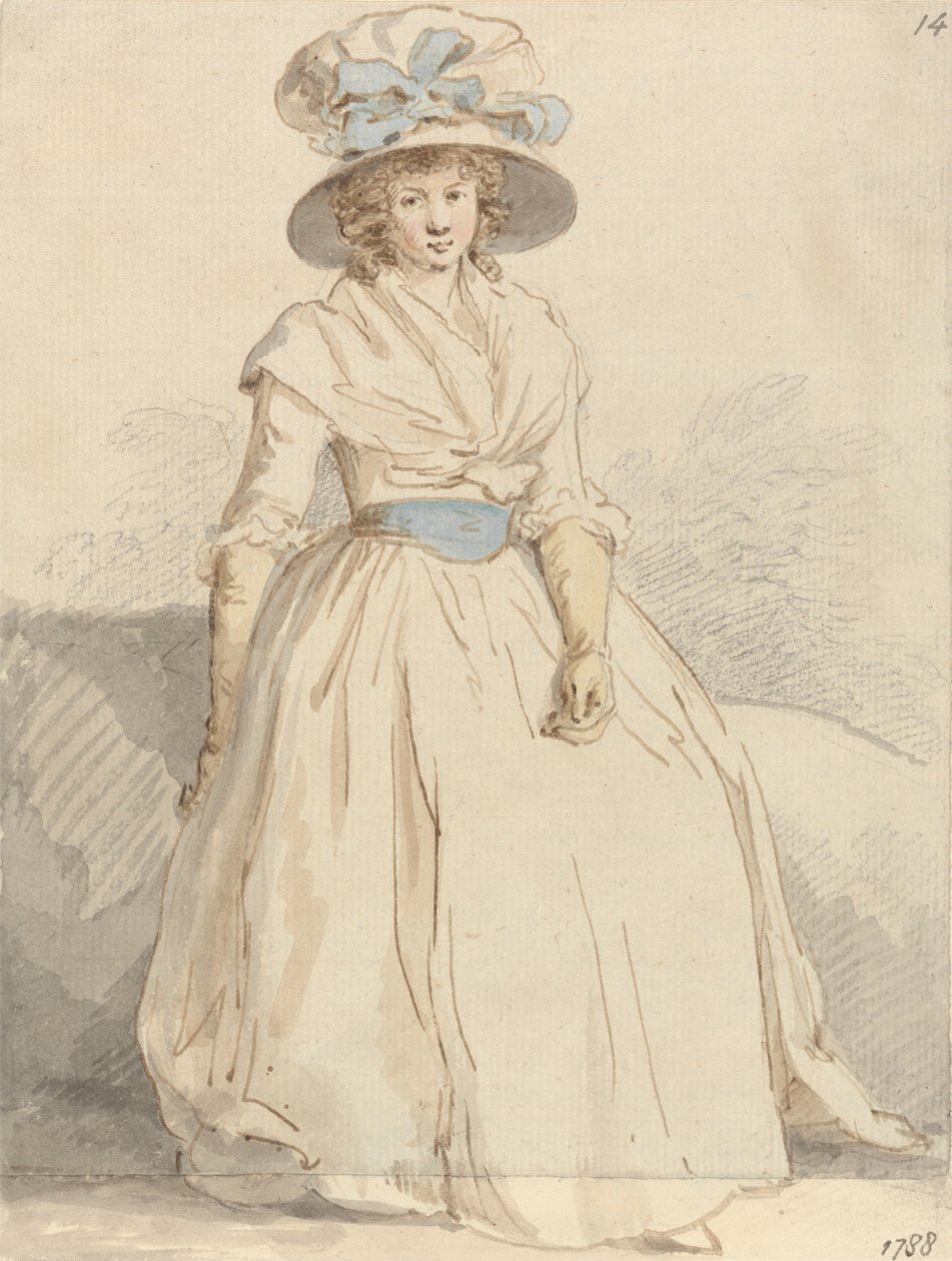 Jeune femme assise portant une robe blanche - Edward Edwards