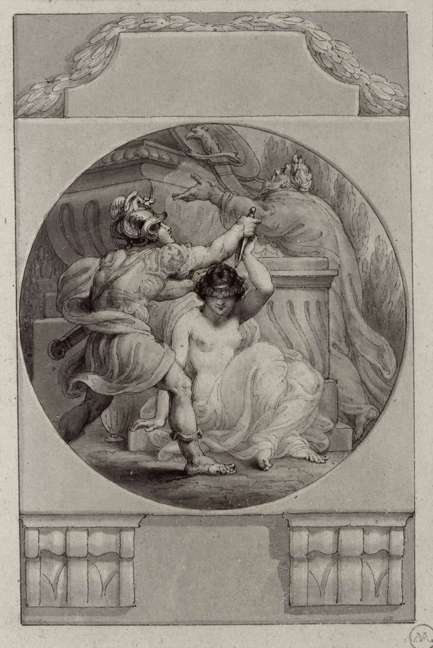 Guerrier sacrifiant une jeune femme - Edward Francis Burney