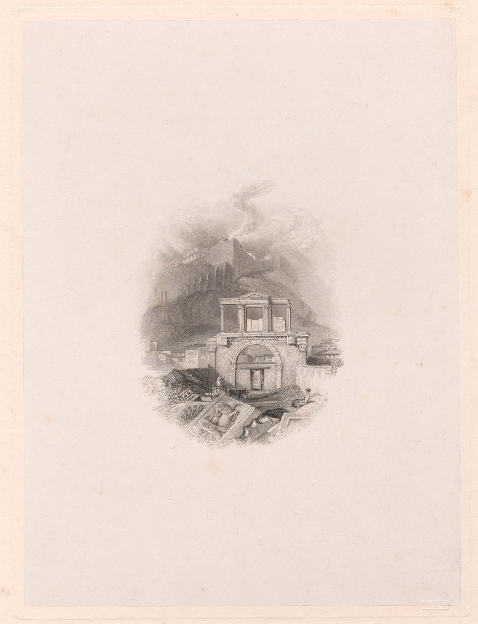 Porte de Thésée, Athènes - Edward Francis Finden