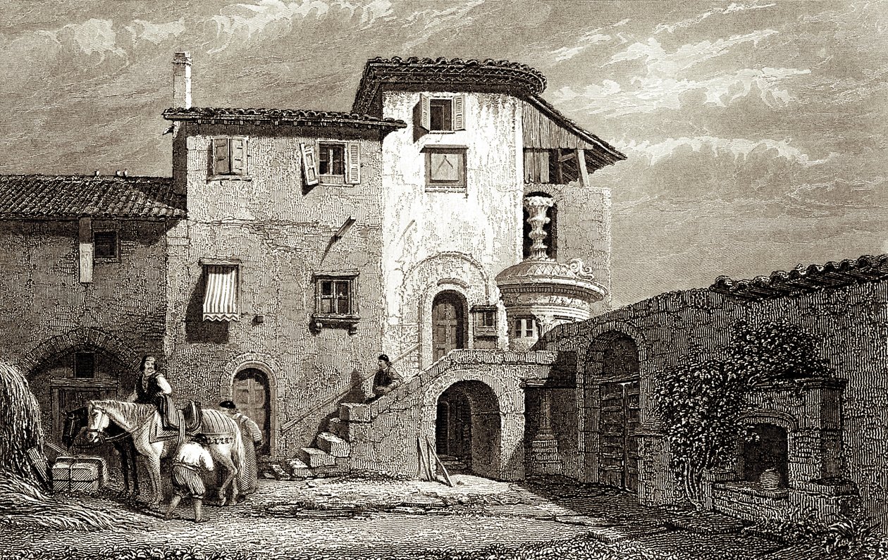 Résidence de Lord Byron 1811 (gravure) - Edward Francis Finden