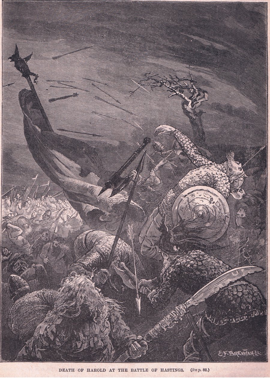 Mort de Harold à la bataille de Hastings en 1066 - Edward Frederick Brewtnall