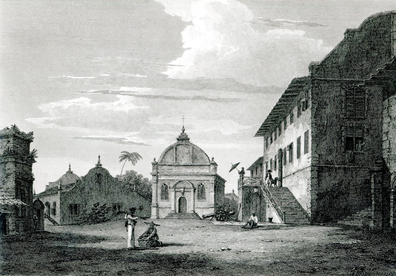 Maison du gouvernement à Malacca, gravée par George Cooke - Edward Hawke Locker