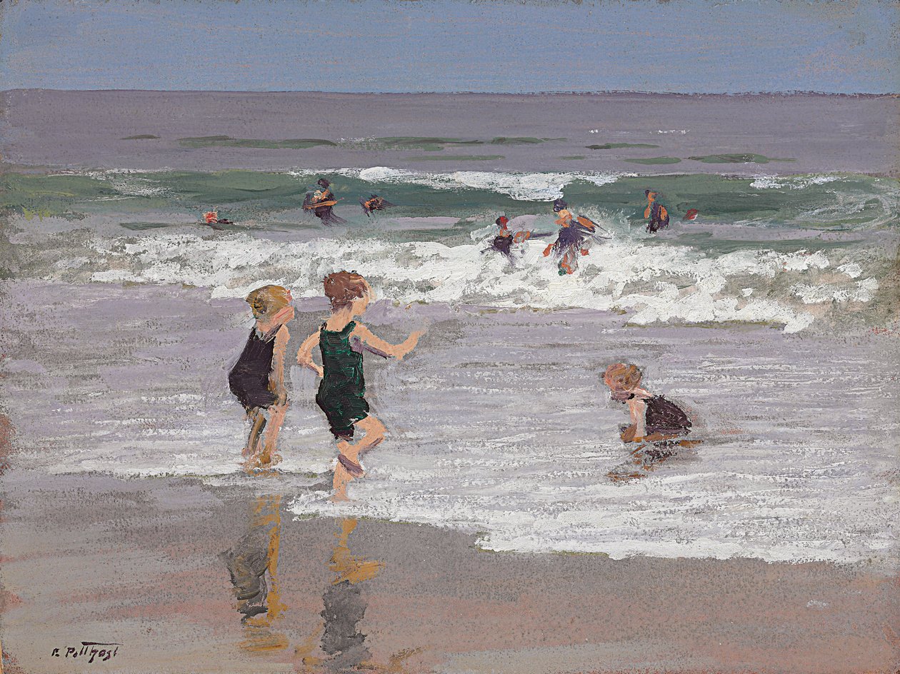 Enfants jouant dans les vagues - Edward Henry Potthast