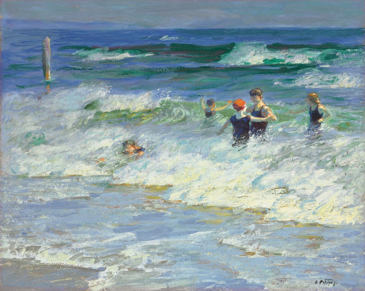Jouer dans les vagues - Edward Henry Potthast