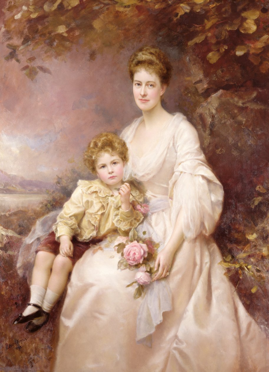 Portrait de Laura Gwendolen Gascoigne et de son fils Alvary - Edward Hughes