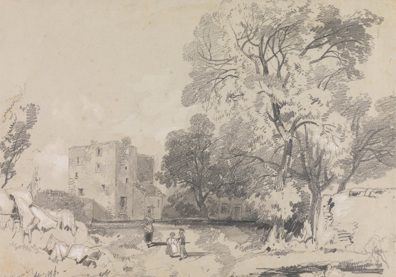Une maison-tour en ruine - Edward Lear