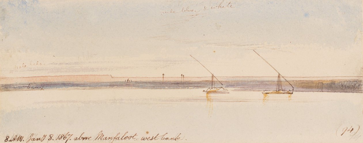 Au-dessus de Manfaloot ; 8 h, le 8 janvier 1867 (94) - Edward Lear