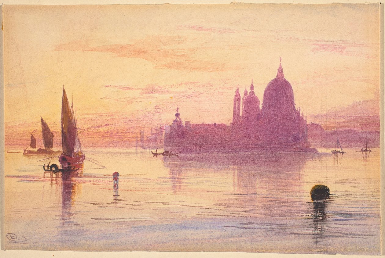 Santa Maria della Salute, Venise, au coucher du soleil - Edward Lear