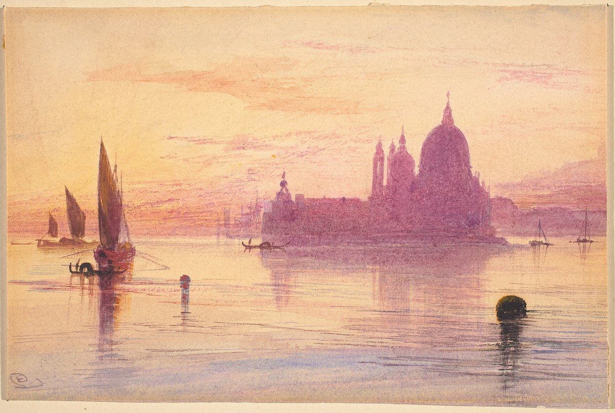 Santa Maria della Salute, Venise, au Coucher du Soleil - Edward Lear