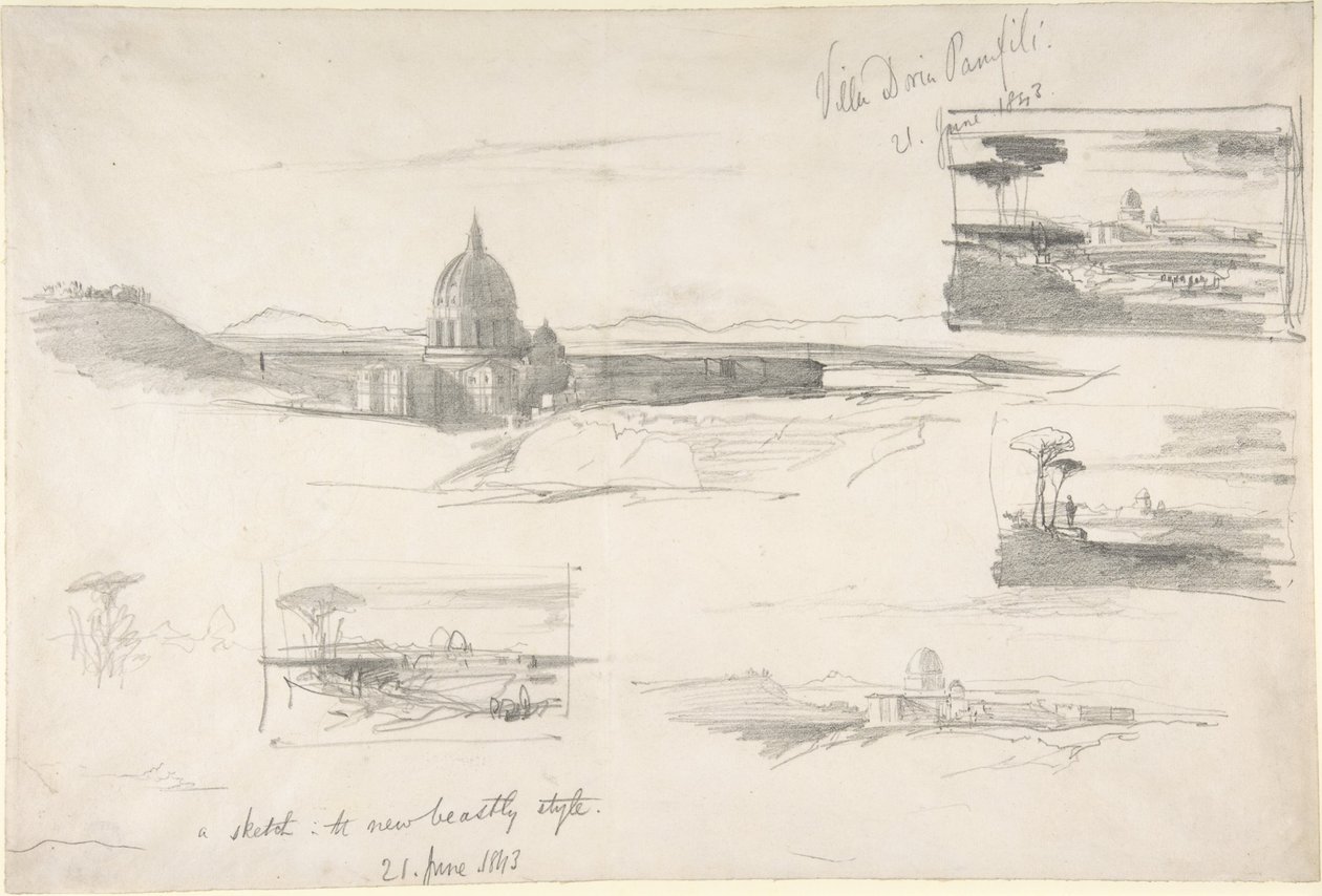 Vue de la basilique Saint-Pierre, à Rome - Edward Lear