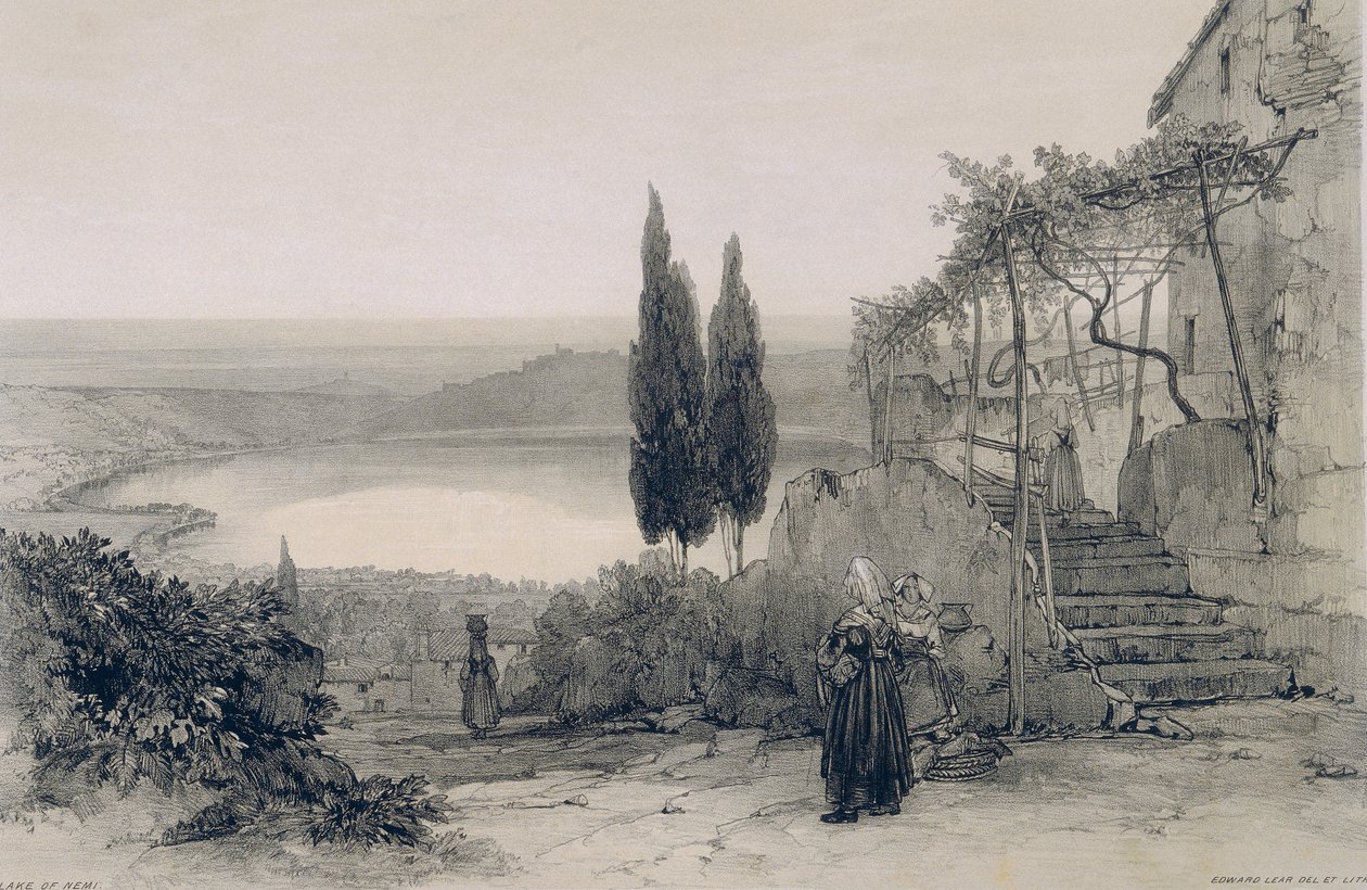 Vues de Rome et de ses environs : lac de Nemi - Edward Lear