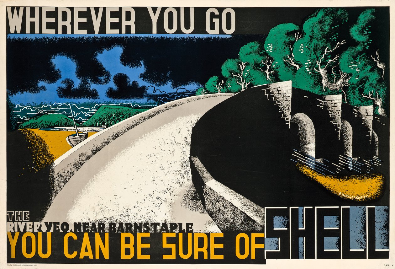 Où que vous alliez, vous pouvez être sûr de la coquille, vers 1936 (lithographie en couleurs) - Edward McKnight Kauffer