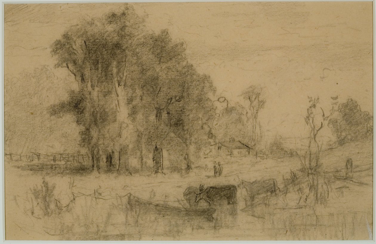 Paysage, barque et vaches (#57) c. 1880 - Edward Mitchell Bannister