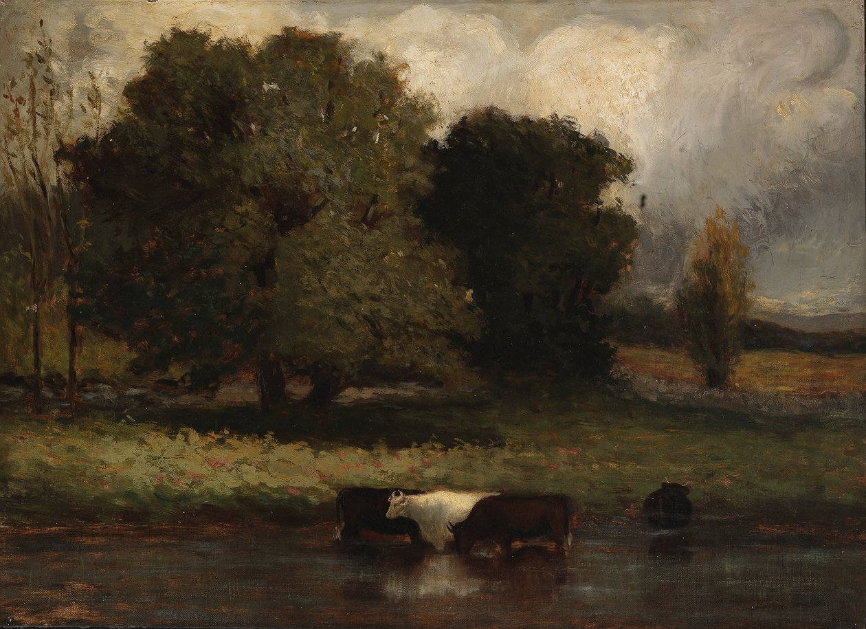 Sans titre (Quatre vaches pataugeant dans un étang) - Edward Mitchell Bannister