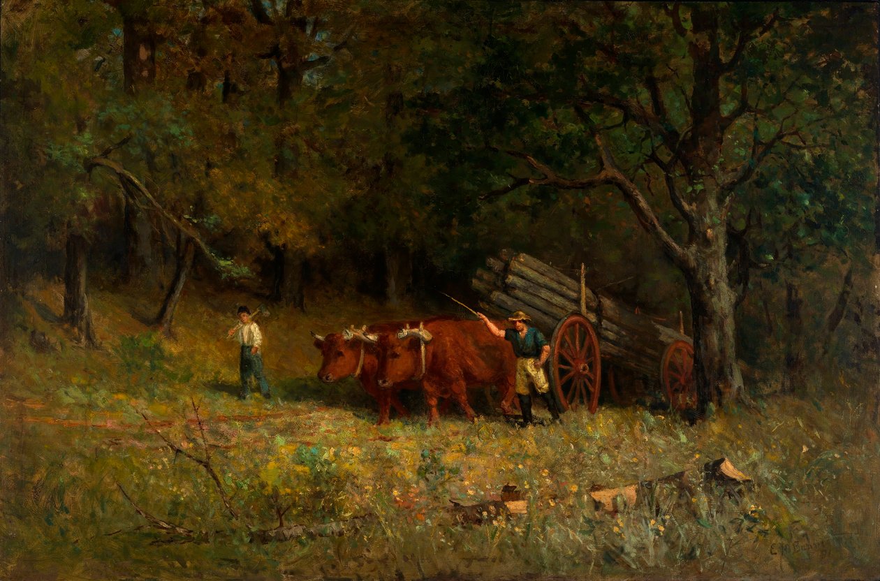Sans titre (garçon et homme avec des bœufs) - Edward Mitchell Bannister