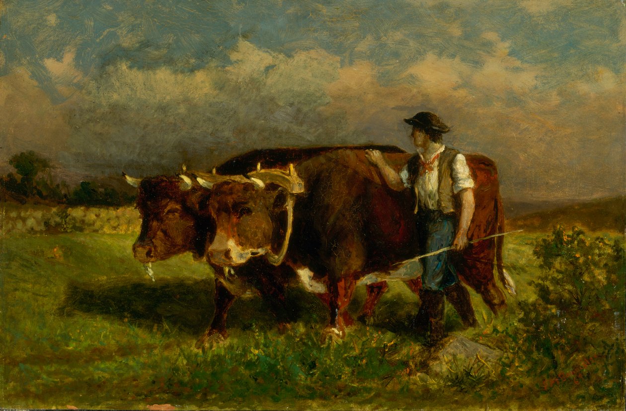 Sans titre homme avec deux bœufs, 1869 - Edward Mitchell Bannister