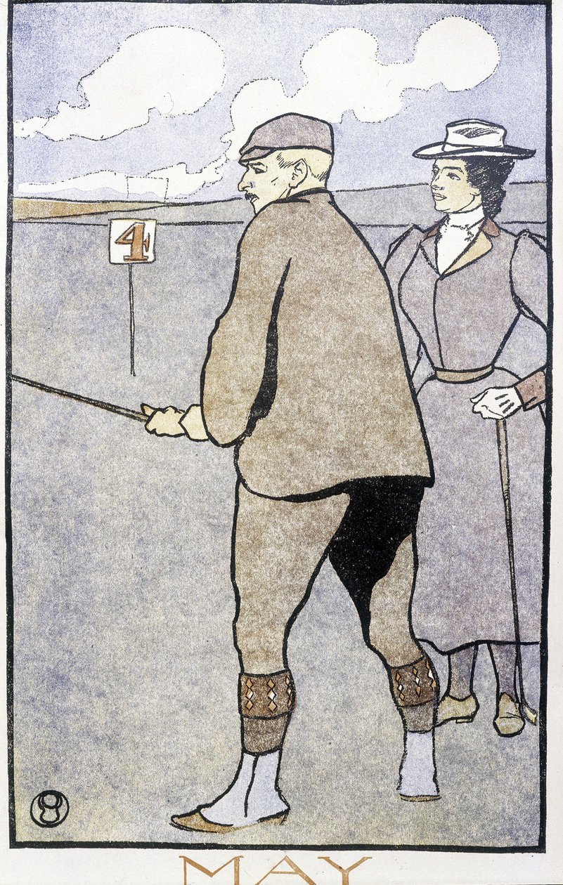 Couple jouant au golf - dans "Calendrier du golf" par Edward Penfield - Edward Penfield