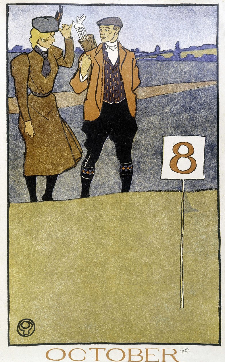Couple jouant au golf - dans "Golf Calendar" par Edward Penfield, éd. 1899 - Edward Penfield
