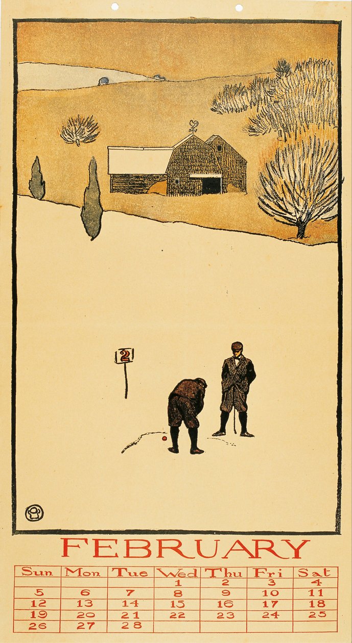 Calendrier de golf. Février - Œuvre de Edward Penfield (1866-1925) - 1899 - Edward Penfield