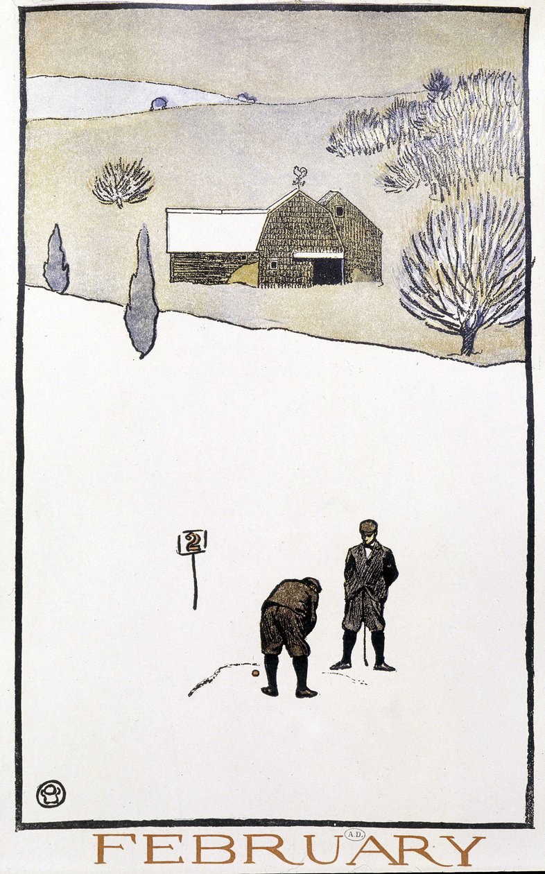 Golf dans la neige - dans «Calendrier de Golf» par Edward Penfield - Edward Penfield