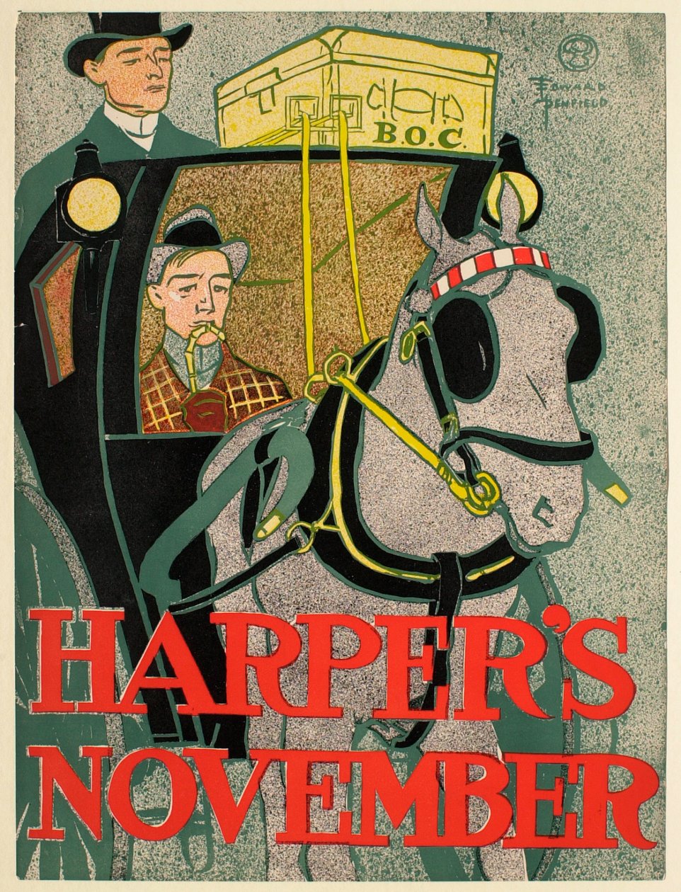 Homme dans un fiacre hansom, novembre Harper