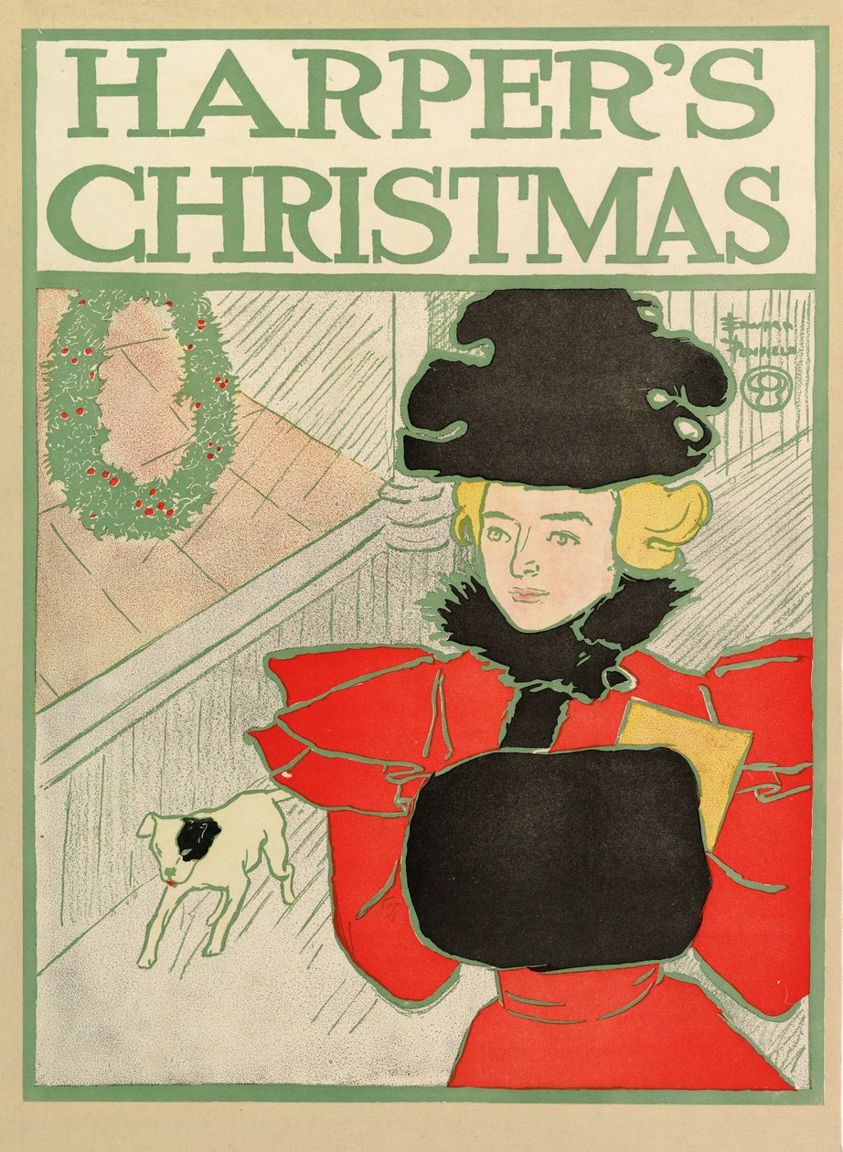 Affiche publicitaire pour Harpers New Monthly Magazine, Noël 1894 - Edward Penfield