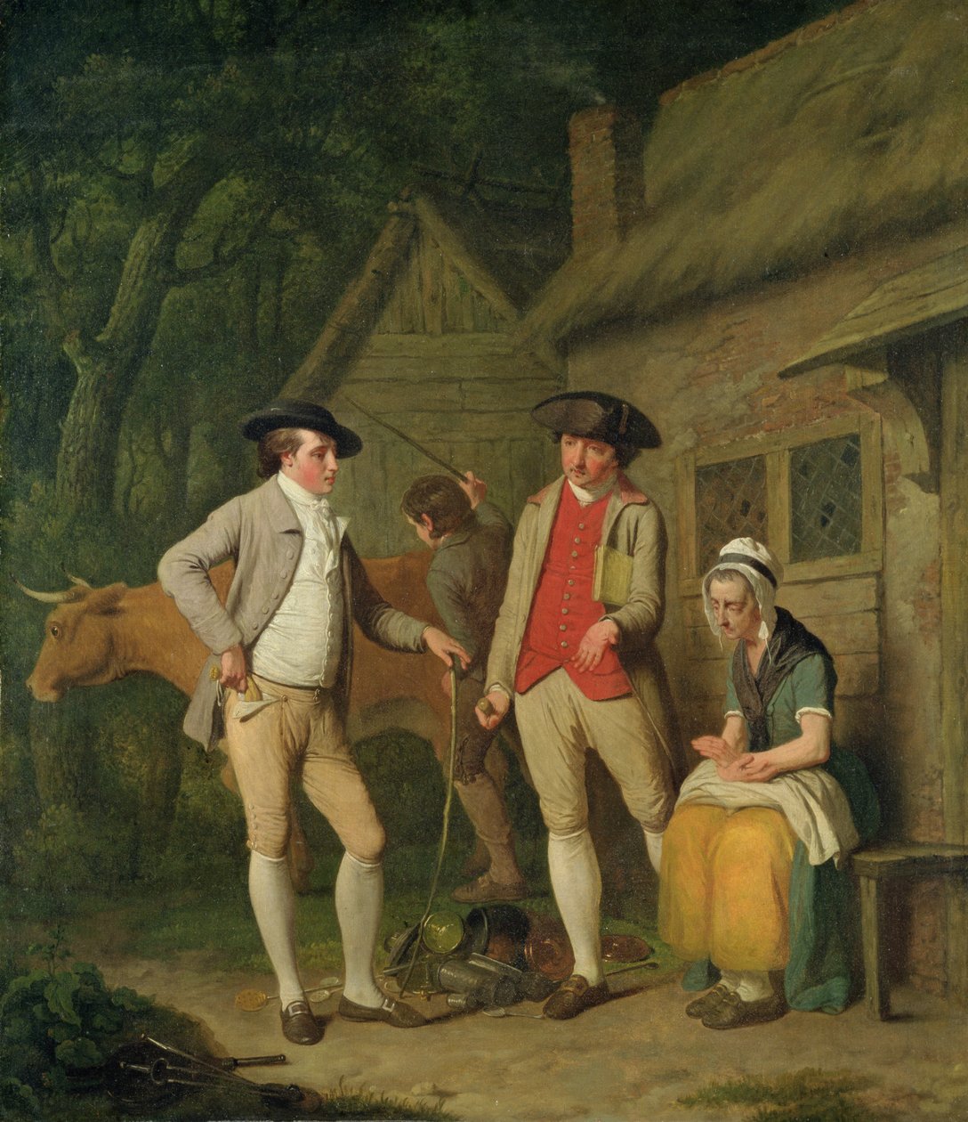 La vache et les biens de la veuve Costard, saisis pour impôts, sont rachetés par la générosité de Johnny Pearmain, 1782 - Edward Penny