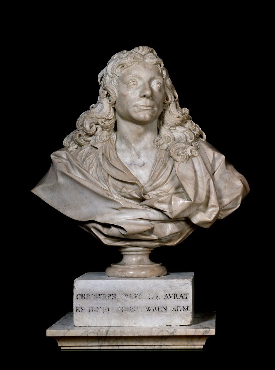 Buste portrait de Sir Christopher Wren, 17ème siècle - Edward Pierce