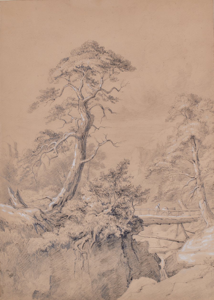 Paysage avec pont en bois - Edward Pretty