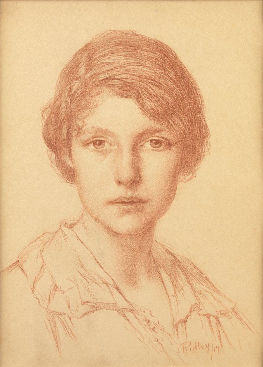 Une jeune femme (craie rouge) - Edward Ridley