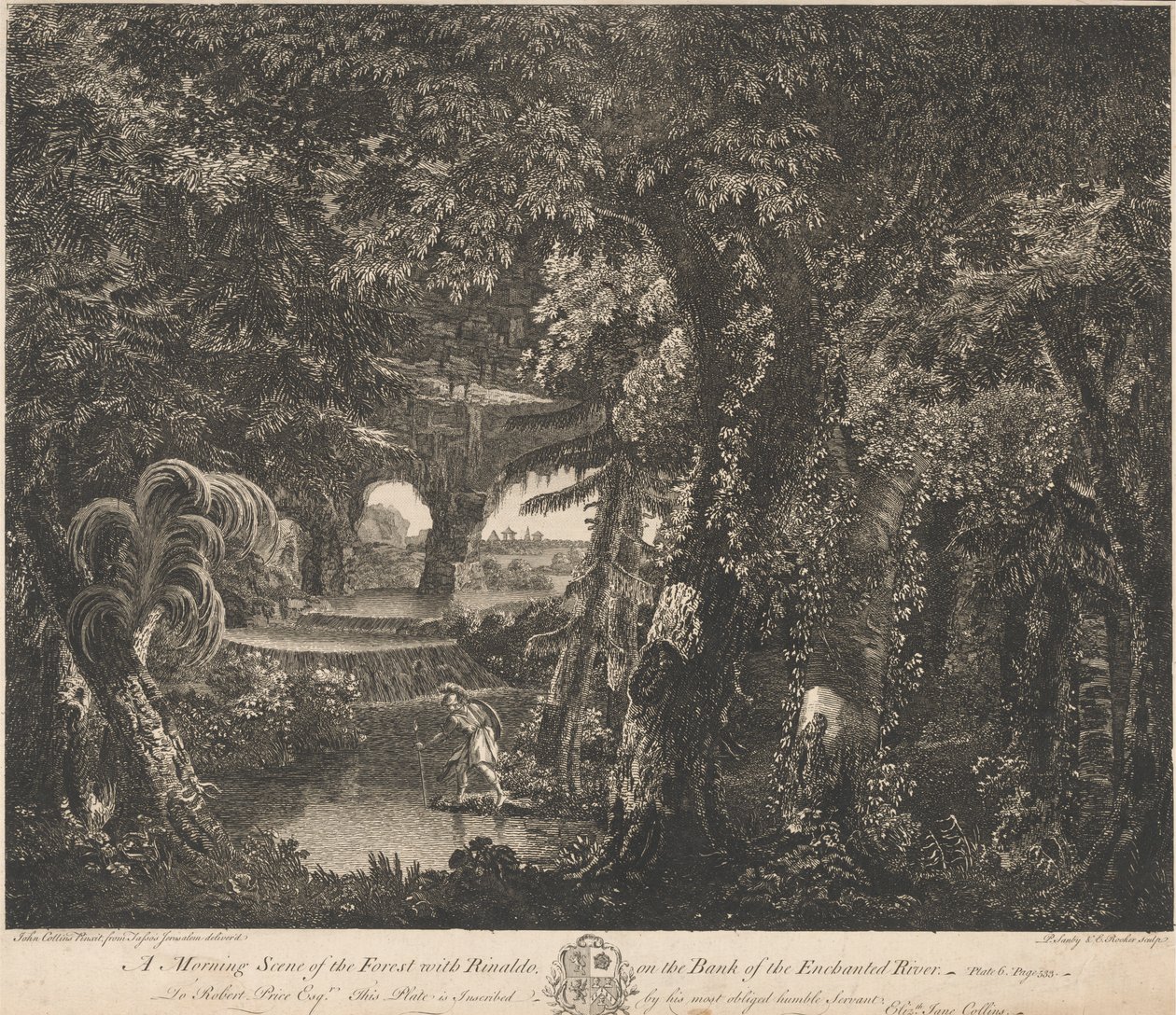 Une Scène Matinale de la Forêt avec Rinaldo sur la Rive de la Rivière Enchantée - Edward Rooker