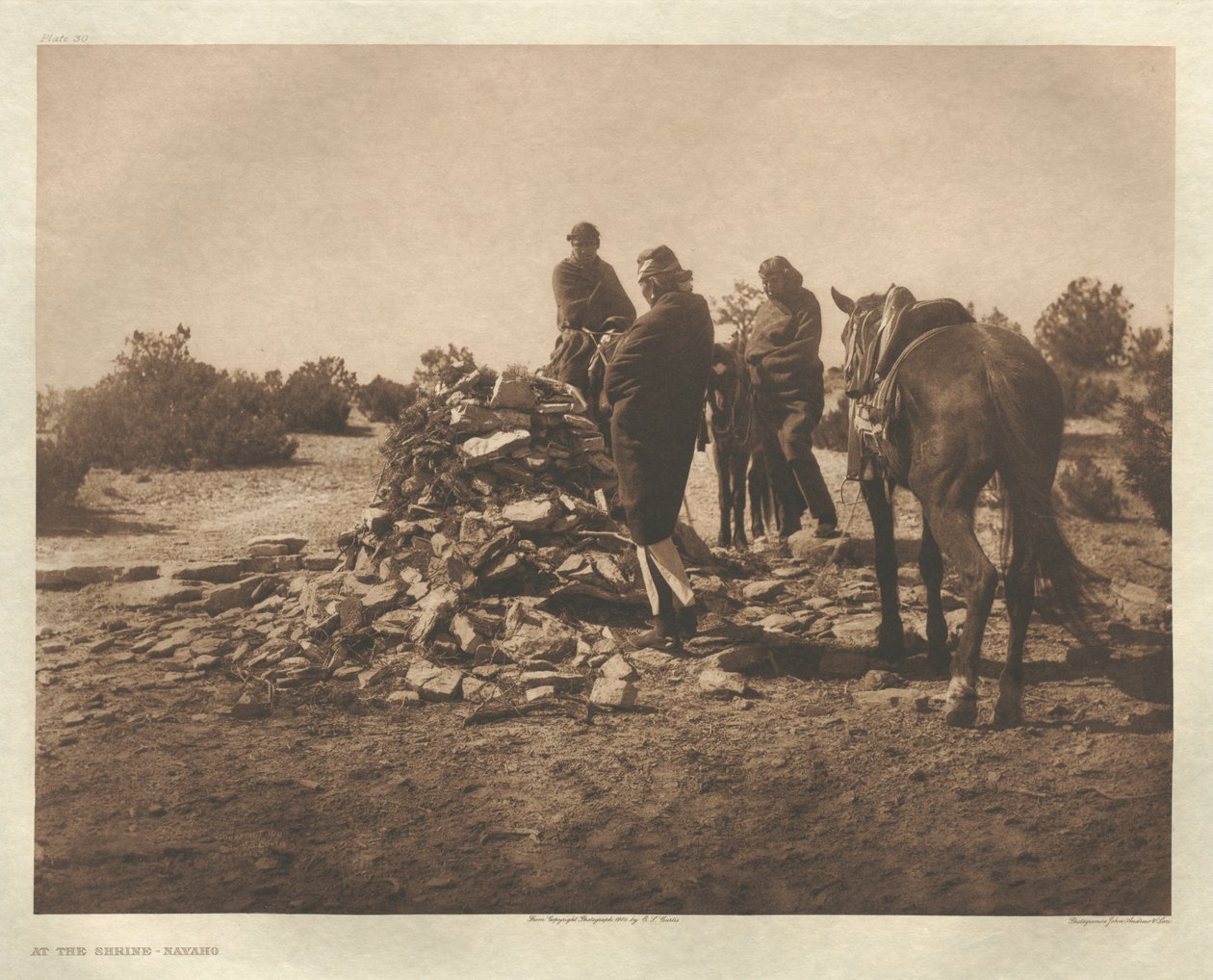 Portfolio I, planche 30 : Au sanctuaire-Navaho - Edward S. Curtis