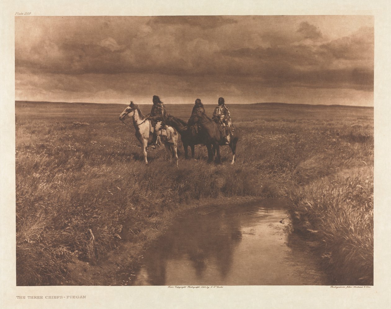 Portfolio VI, Planche 209: Les trois chefs - Piegan - Edward S. Curtis