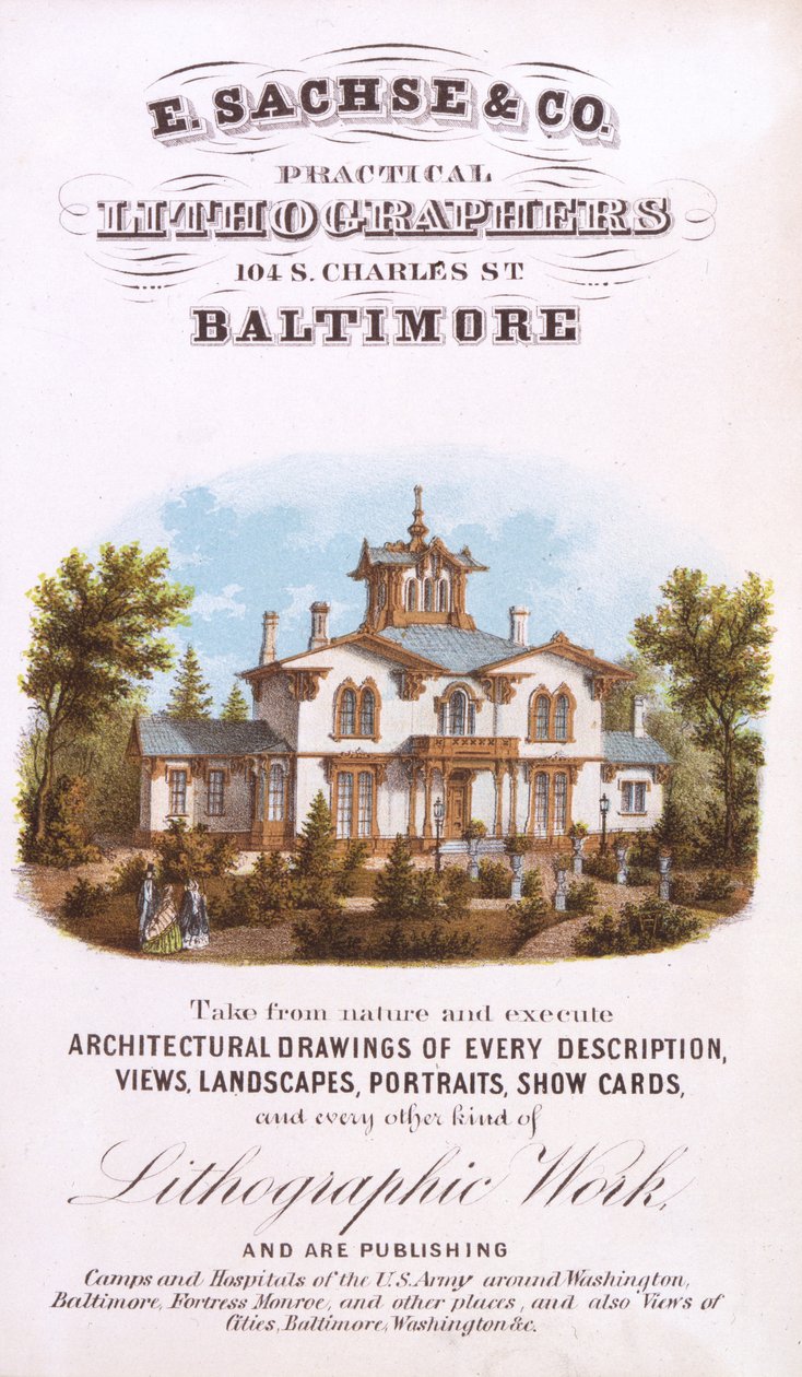 E. Sachse und Co., Lithographes Pratiques, 104 S. Charles St., Baltimore - Edward Sachse