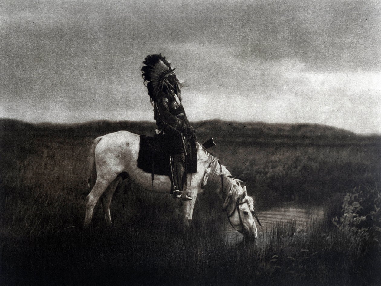 Guerrier indien chevauchant dans la plaine - Edward Sheriff Curtis