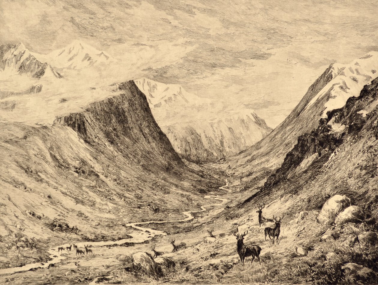 La Dee des Highlands : rencontre de Garchary et Larig Burns, vers 1880 - Edward Slocombe