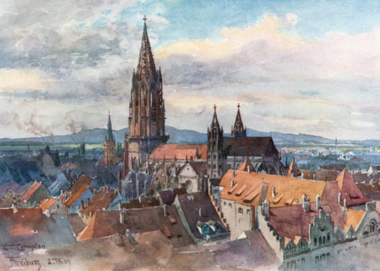 Fribourg-im-Breisgau (colour litho) - Edward Theodore Compton
