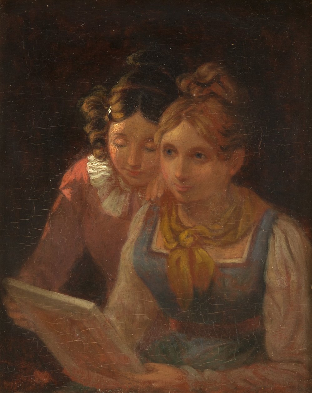 Deux filles regardant une image, c. 1820 - Edward Villiers Rippingille