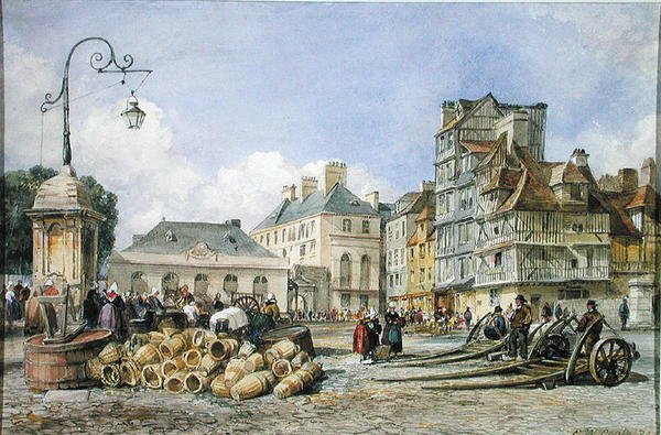 Place du marché sur le continent - Edward William Cooke